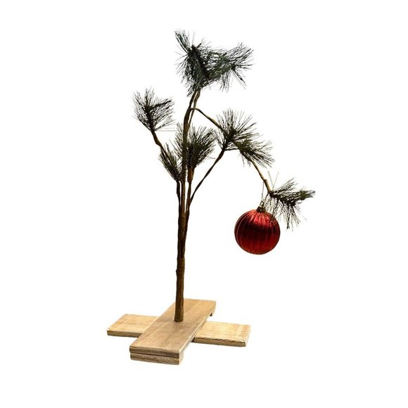 Charlie Brown Christmas Tree with Red Ornament 18 In Tall - Picture 3 of 14